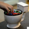 Toilet cup drinking water creative mug Funny toilet cup personalized poop ceramic plastic cup pranks and tricks details Picture